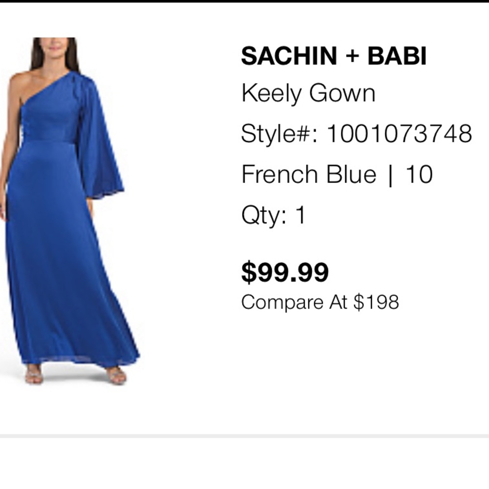 Sachin + Babi One-Shoulder French Blue Dress